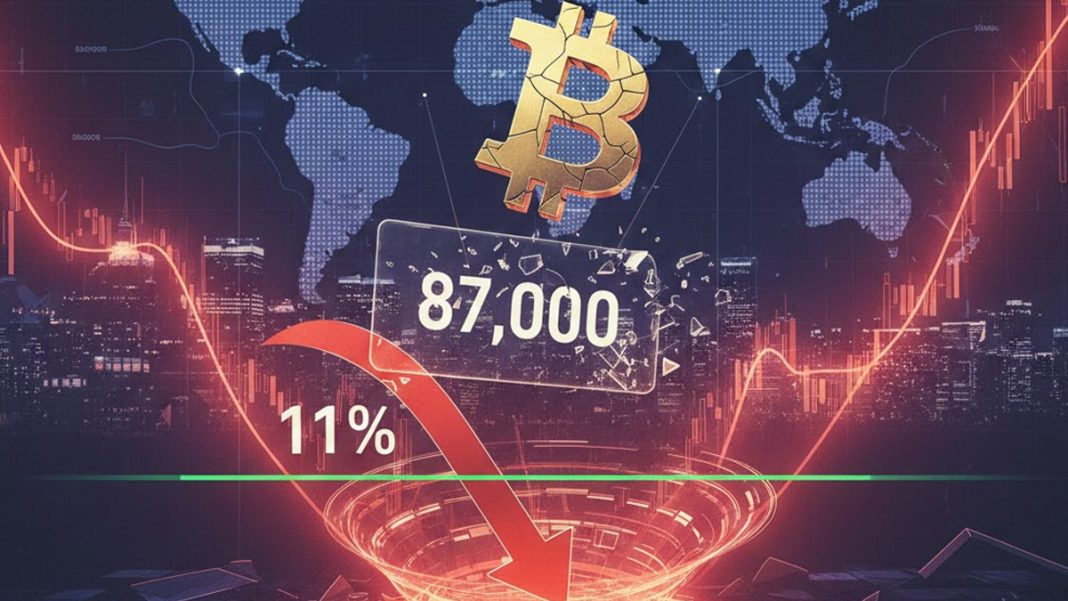 Bitcoin Price Drops Below $87K as Liquidations Surge